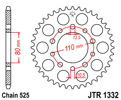 JT ZĘBATKA TYLNA 4350 40 HONDA CB 500 '94-'03, CB 750F '93-'03 (435040JTZBK) (ŁAŃC. 525) KOLOR CZARNY