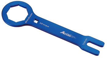 ACCEL KLUCZ DO SERWISU ZAWIESZEŃ PRZEDNICH KAYABA (KYB) DWUKOMOROWYCH OLEJOWYCH ORAZ POWIETRZNYCH 48U/48PSF,PSF2 AIR DO ROZKRĘCANIA GÓRNEJ OŚMIOKĄTNEJ NAKRETKI 49MM HONDA, KAWASAKI, SUZUKI, YAMAHA, HUSQVARNA KOLOR CZARNY (FCW02) (FCW-02)