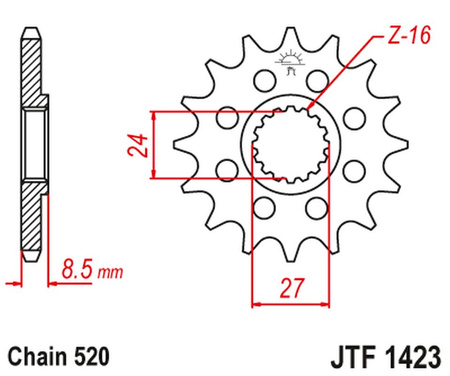 JT ZĘBATKA PRZEDNIA 2192 15 SUZUKI GSXR 1000 '09-16' (219215JT) (ŁAŃC. 520) KONWERSJA