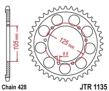 JT ZĘBATKA TYLNA APRILIA SX 125 '18-'23 (JTR1135.62)* (ŁAŃC. 428)