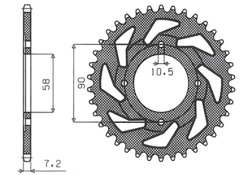 SUNSTAR ZĘBATKA TYLNA 269 42 HONDA CG 125 '02-'05, CM 125 '82-'97, CB 125T '82-'88, DAELIM VC 125 '96-'99 (JTR269.42) (ŁAŃC. 428) (26942JT)