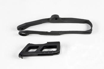 UFO KOMPLET ŚLIZG + PROWADNICA ŁAŃCUCHA KAWASAKI KXF 250 '17-20, KXF 450 '16-18, KOLOR CZARNY