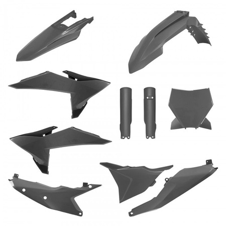 POLISPORT KOMPLET PLASTIKÓW (FULL KIT) KTM SX/SX-F/XC/XC-F '25-'26 W ZESTAWIE TABLICA PRZEDNIA I OSŁONY AMORTYZATORÓW KOLOR SZARY (N-GRAY)