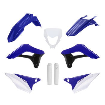 POLISPORT KOMPLET PLASTIKÓW (FULL KIT) SHERCO SE-R/SEF-R '24 W ZESTAWIE OSŁONA LAMPY (8681100002) I OSŁONY AMORTYZATORÓW (8398600002) KOLOR NIEBIESKI BIAŁY CZARNY OEM