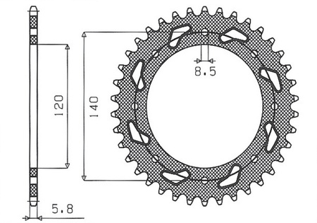 SUNSTAR ZĘBATKA TYLNA 491 42 KAWASAKI KLR 650C '95-'03, KAWASAKI KLE 500 '91-'07 (JTR487.42) (ŁAŃC. 520) (49142JT)