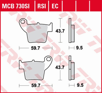 TRW ZF KLOCKI HAMULCOWE KH346 ORGANIC HONDA CR 125 / 250 02-07, CRF 450 02-17, TYŁ