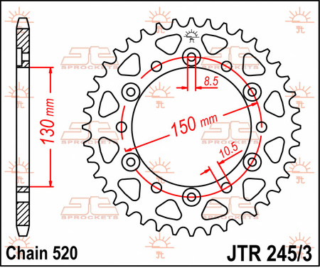 JT ZĘBATKA TYLNA 4309 43 HONDA XL600/XL500/NX650/XR600/FX650 (430943JT)* (ŁAŃC. 520)