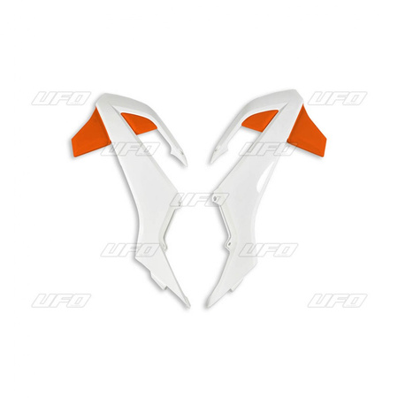 UFO OSŁONY CHŁODNICY KTM SX 65 '16-'22 KOLOR OEM '19-'20 (BIAŁY/POMARAŃCZOWY)