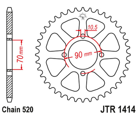 JT ZĘBATKA TYLNA 5302 41 KAWASAKI KSF 250 MOJAVE '87-04', KEF 300 LAKOTA '95-03' (530241JT) (ŁAŃC.520)