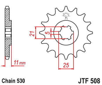 JT ZĘBATKA PRZEDNIA 722 14 CAGIVA 350 ALA ROSSA '83-84' KAWASAKI KH400/500 '72-77' (72214JT) (ŁAŃC. 530) NA ZAMÓWIENIE