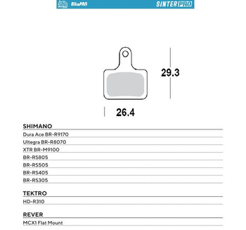 MOTO-MASTER WYPRZEDAŻ BIKE PRO KLOCKI HAMULCOWE ROWEROWE SINTER PRO METALICZNE PASUJE DO SHIMANO DURA ACE BR-R9170, ULTEGRA BR-R8070, XTR BR-M9100, BR-RS805, BR-RS505, BR-RS405, BR-RS305, TEKTRO HD-R310