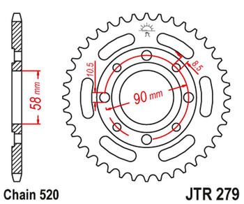 JT ZĘBATKA TYLNA 279 30 HONDA CB 250 TWO FIFTY, NIGHTHAWK '92-'02, CMX250 REBEL (27931JT) (ŁAŃC. 520)