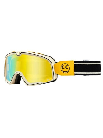100 PROCENT FA20 BARSTOW GOGGLE SEE SEE - FLASH YELLOW LENS - GOGLE BARSTOW KOLOR BEŻOWY/CZARNY/POMARAŃCZOWY SZYBKA ŻÓŁTA