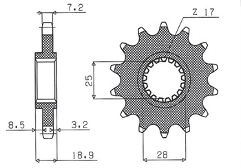 SUNSTAR ZĘBATKA PRZEDNIA 2078 17 BMW F 650/700/800 GS (JTF704.17) (ŁAŃC. 525) (207817JT)
