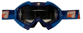 ARIETE GOGLE RIDING CROWS BASIC KOLOR GRANATOWY/NIEBIESKI/POMARAŃCZOWY, SZYBKA ANTI FOG, ANTI SCRATCH, UV, ROLL-OFF READY, GĄBKA 2 WARSTWOWA