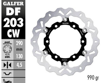 GALFER TARCZA HAMULCOWA PRZÓD KAWASAKI NINJA 250R '08-'12, ZX25R '20-'21 (290X130X4,5 MM) ŚRODEK ALUMINIOWY (990 GRAM)