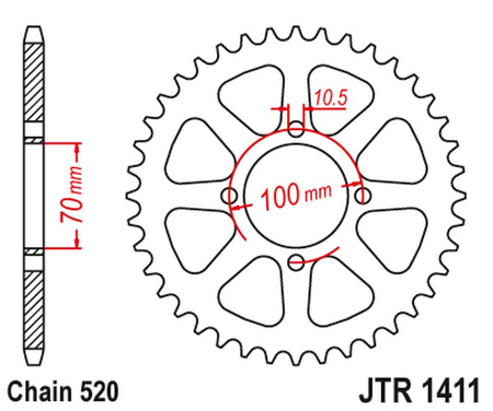 JT ZĘBATKA TYLNA 4465 50 KAWASAKI KLT 200/250 '82-85' (446550JT) (ŁAŃC.520) NA ZAMÓWIENIE