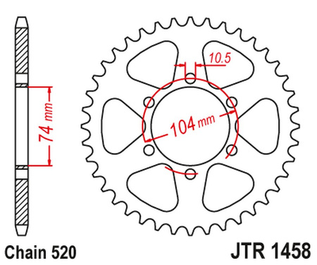 JT ZĘBATKA TYLNA 475 40 KAWASAKI KL 250 '77-78', KE 250 '77-79' (47540JT) (ŁAŃC520)