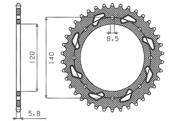 SUNSTAR ZĘBATKA TYLNA 491 42 KAWASAKI KLR 650C '95-'03, KAWASAKI KLE 500 '91-'07 (JTR487.42) (ŁAŃC. 520) (49142JT)