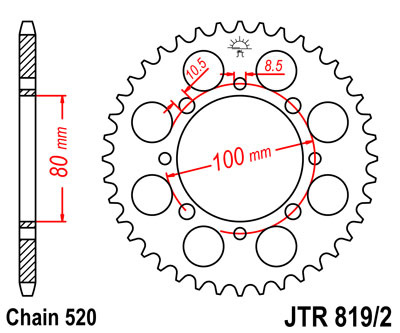 JT ZĘBATKA TYLNA 819 41 SUZUKI GZ 250 MARAUDER (99-10), GN 250 (82-99) (81941JT) (ŁAŃC. 520)
