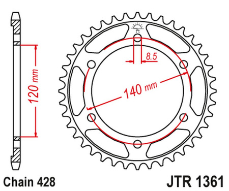 JT ZĘBATKA TYLNA 260 50 HONDA XLR 250 BAJA '88-94' (26050JT) (ŁAŃC428)