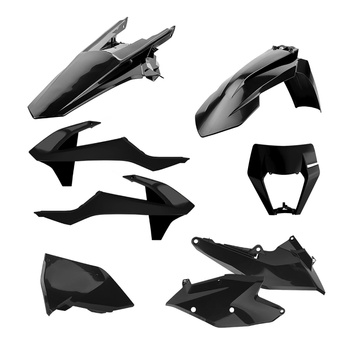 POLISPORT WYPRZEDAŻ KOMPLET PLASTIKÓW KTM EXC/EXC-F TPI '17-'19 W ZESTAWIE OSŁONA LAMPY (8666800002) KOLOR CZARNY