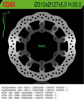 NG TARCZA HAMULCOWA PRZÓD HUSABERG FS 570 '10-'11, FS 450 '05-'08, KTM SMR 450 '04-'14, SMR 525 / 560 '05-'08 (310X127X5MM) (6X6,5MM) WAVE