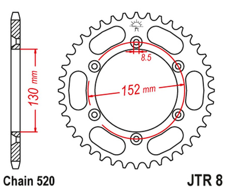 JT ZĘBATKA TYLNA 4500 48 BMWG 450X '08-11 (450048JT) (ŁAŃC. 520)