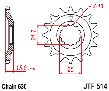 JT ZĘBATKA PRZEDNIA 528 15 KAWASAKI GPZ 750 UNITRACK '82-'89 (ZX750A1-A5) (52815JT) (ŁAŃC. 630)