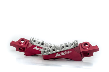 ACCEL PODNÓŻKI HONDA CRF 250/450R,X '04-'17,CRF150R '07-'16,CR125/250 '02-'07,ALUMINIUM 7075,KOLOR CZERWONY,REGULOWANA SZEROKOŚĆ