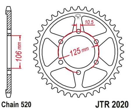 JT ZĘBATKA TYLNA 4530 51 (453051JT) TRIUMPH DAYTONA 660 '24-, TIGER SPORT 660 '24-'24, TRIDENT 660 '21-'24 (ŁAŃC. 520)