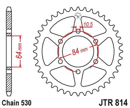 JT ZĘBATKA TYLNA 814 44 SUZUKI GSX 400 '80-84 (81444JT) (ŁAŃC. 530)