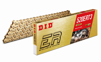 DID 520ERT3G&G-112 ŁAŃCUCH ZŁOTY / ZŁOTY (112-OGNIW) BEZ O-RINGÓW (OTWARTY + ZAPINKA) - ZASTĘPUJE 520ERT2