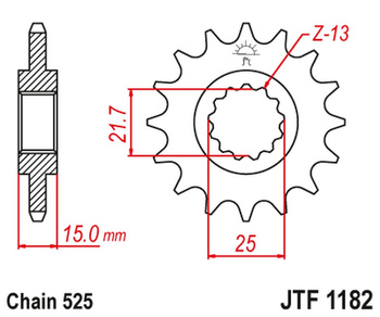 JT ZĘBATKA PRZEDNIA 2082 14 TRIUMPH TT/DAYTONA/SPEED FOUR 600 '00-05' DAYTONA 650 '05, (208214JT) (ŁAŃC. 525)