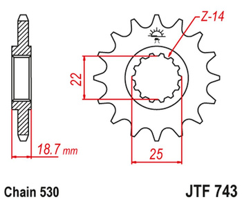 JT ZĘBATKA PRZEDNIA 2254 15 Z GUMĄ DUCATI MULTISTRADA 1200 '10-'16 (225415JTRB) (ŁAŃC. 530)