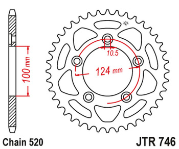JT ZĘBATKA TYLNA 4444 48 DUCATI PANIGALE 899 14-15, SCRAMBLER 800 15-18 (-2) (444448JT) (ŁAŃC.520)
