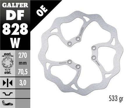 GALFER TARCZA HAMULCOWA PRZÓD TM RACING EN 125/250/450/530 '04-14, EN 125/300 '15-21, MX 125-530 '05- (270X70,5X3MM) (6X6,5MM) WAVE