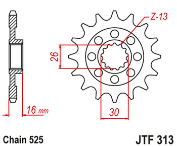 JT ZĘBATKA PRZEDNIA 344 15 HONDA VFR 750 R '88-92' (RC30) (34415JT) (ŁAŃC. 525) NA ZAMÓWIENIE