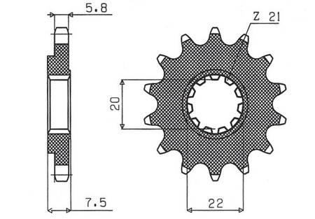 SUNSTAR ZĘBATKA PRZEDNIA 2120 14 HONDA CR 125R '04-'07, CRF 250R/X '04-'17 (JTF1323.14) (ŁAŃC. 520) (212014JT)