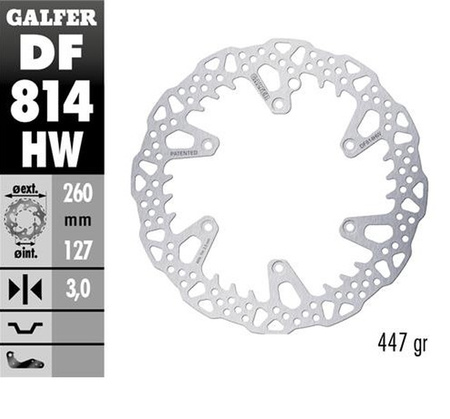 GALFER TARCZA HAMULCOWA PRZÓD BETA 250RR '12-'24; 300RR '13-'24; 350RR '13-'24; 400/430/450/480/498 '13-'24; X-TRAINER '15-'24 (260X127X3MM) SHARK ENDURO MX