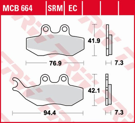 TRW ZF KLOCKI HAMULCOWE KH194 ORGANIC APRILIA RS 50 99-10, RX 50 95-06, PEGASO 125 92-95, RX 125 92-99, PRZÓD (PROMOCJA)