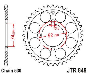 JT ZĘBATKA TYLNA 848 37 YAMAHA RD 350 '74-76 (84837JT) (ŁAŃC. 530)NA ZAMÓWIENIE