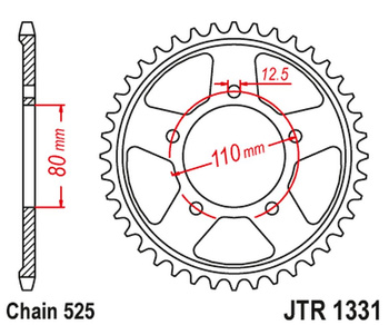 JT ZĘBATKA TYLNA 4350 42 HONDA CRF 1000 / 1100 L AFRICA TWIN / ADVENTURE SPORT '16-'23 (435042JTZBK) (ŁAŃC. 525) KOLOR CZARNY