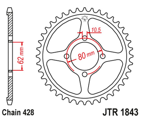 JT ZĘBATKA TYLNA 843 54 YAMAHA TT-R 125 '02-21' (84354JT) (ŁAŃC.428)