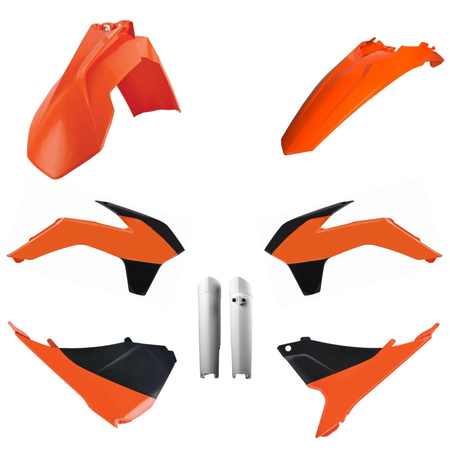 POLISPORT KOMPLET PLASTIKÓW (FULL KIT) KTM EXC/EXC-F '14-'15 W ZESTAWIE OSŁONY AMORTYZATORÓW (8398500002) KOLOR POMARAŃCZOWY CZARNO BIAŁY OEM