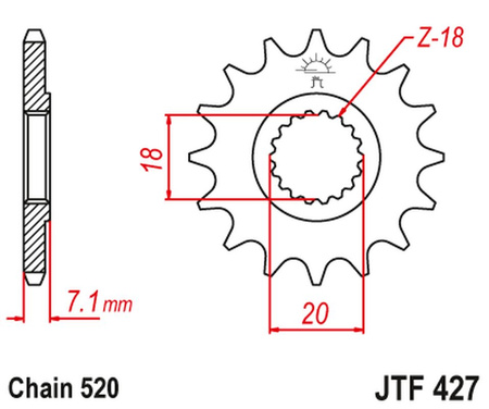 JT ZĘBATKA PRZEDNIA 432 11 SUZUKI RM 125 '92-'07, RMZ 250 '10-'12 (43211JT) (ŁAŃC. 520)
