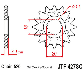 JT ZĘBATKA PRZEDNIA 432 13 SUZUKI RM 125 '92-'07, RMZ 250 '10-'12 SAMOOCZYSZCZAJĄCA (43213JT) (ŁAŃC. 520)