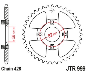 JT ZĘBATKA TYLNA 4351 50 HONDA XR 100 '81-84 (435150JT) (STD) (ŁAŃC.428) NA ZAMÓWIENIE