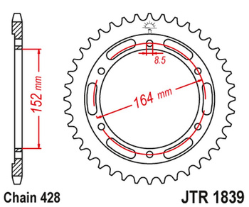 JT ZĘBATKA TYLNA 841 55 YAMAHA SR 400 (2RD) '91-00', SR 500 '91-00' (84155JT) (ŁAŃC.428)