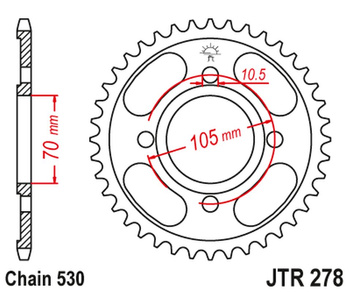 JT ZĘBATKA TYLNA 278 38 HONDA CB 250 '73-77',CJ 250 '76-79', CB 360/400 '75-79' (27838JT) (ŁAŃC.530)